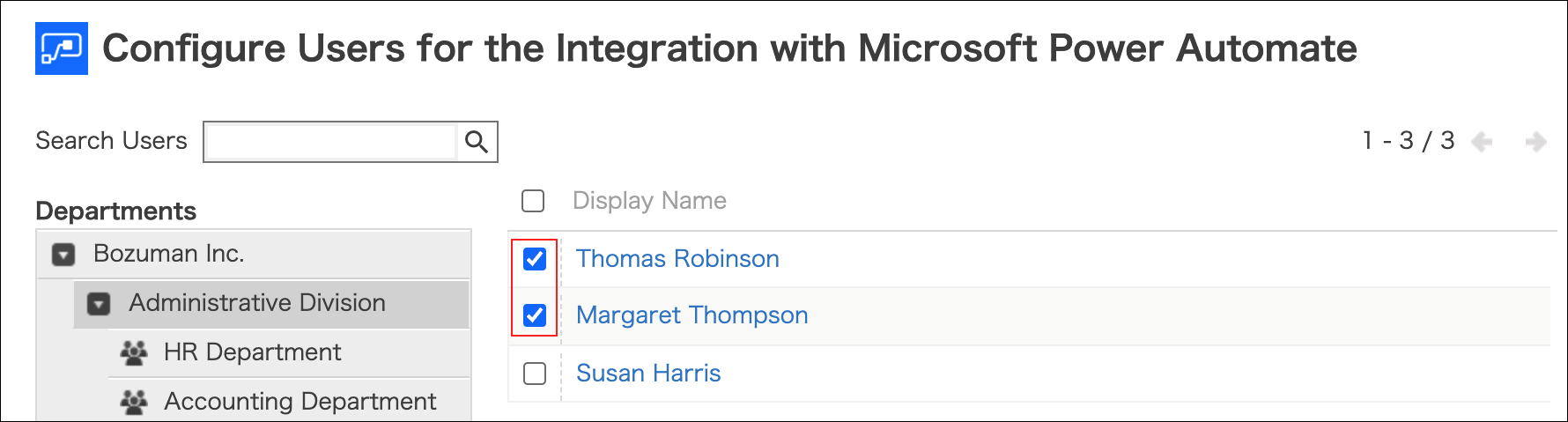 Captura de pantalla: La casilla de verificación del usuario objetivo está seleccionada