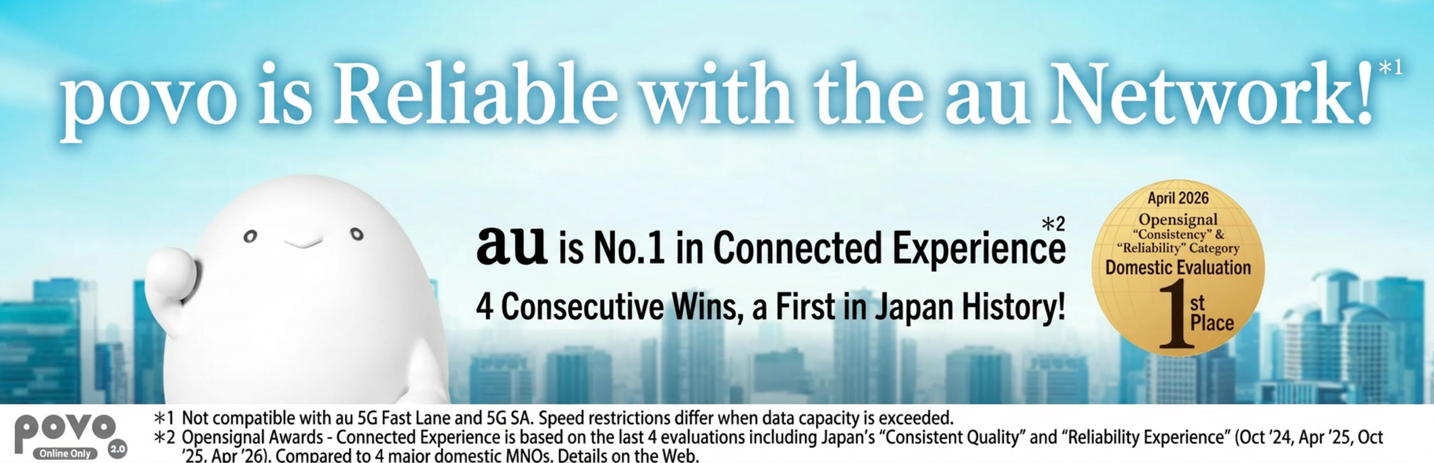 povo uses au network, so you can rest assured!