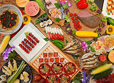 【預售折扣55】 優惠3,000日元!在現場廚房盡享肉類料理和天婦羅品嘗時令美味的50種新鮮會津蔬菜自助餐
