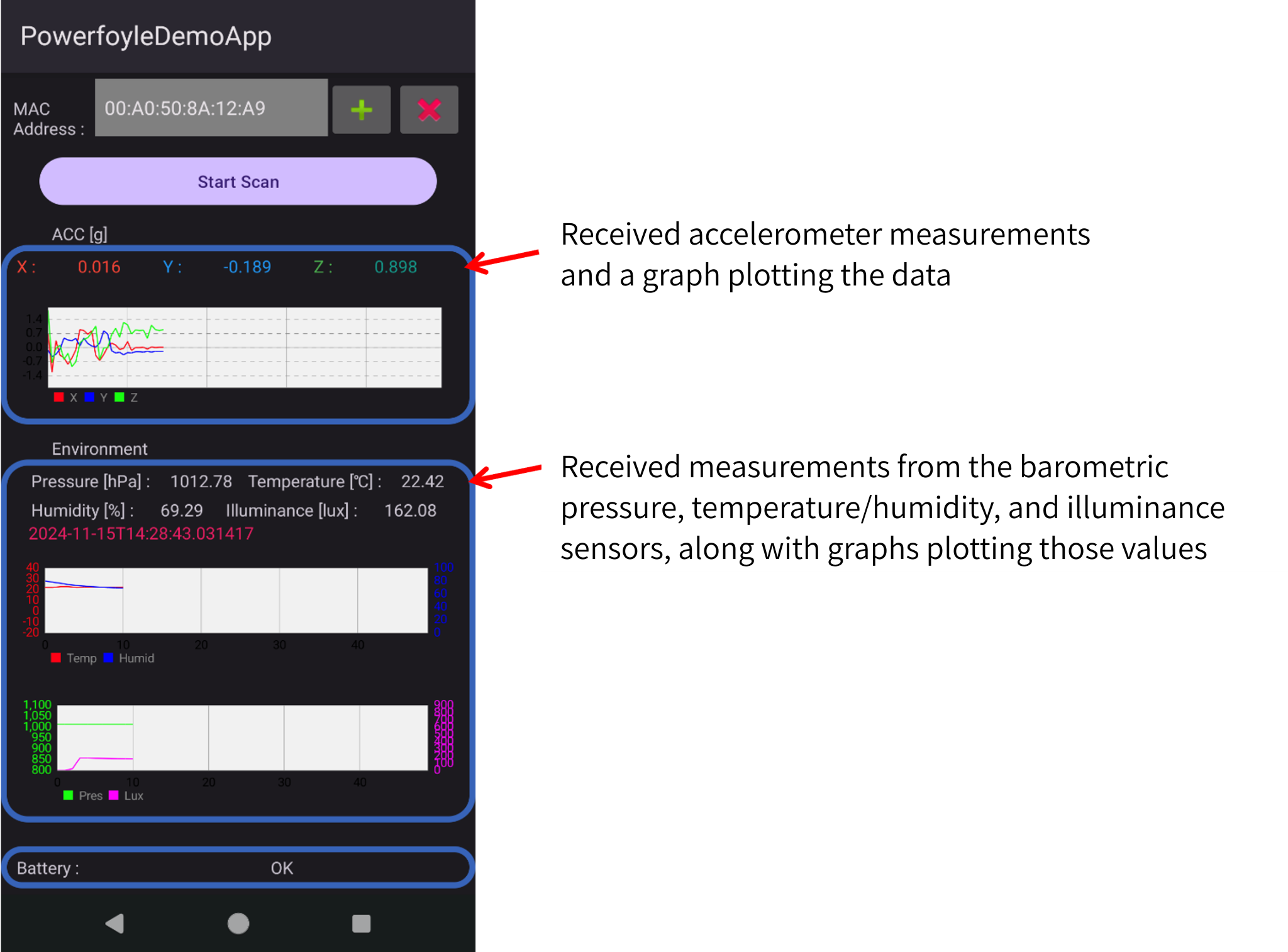 Sensor data image on Android app