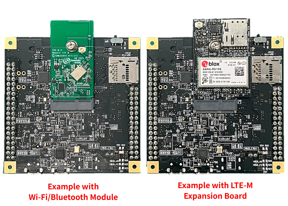 Wi-Fi module/LTE-M board installation example