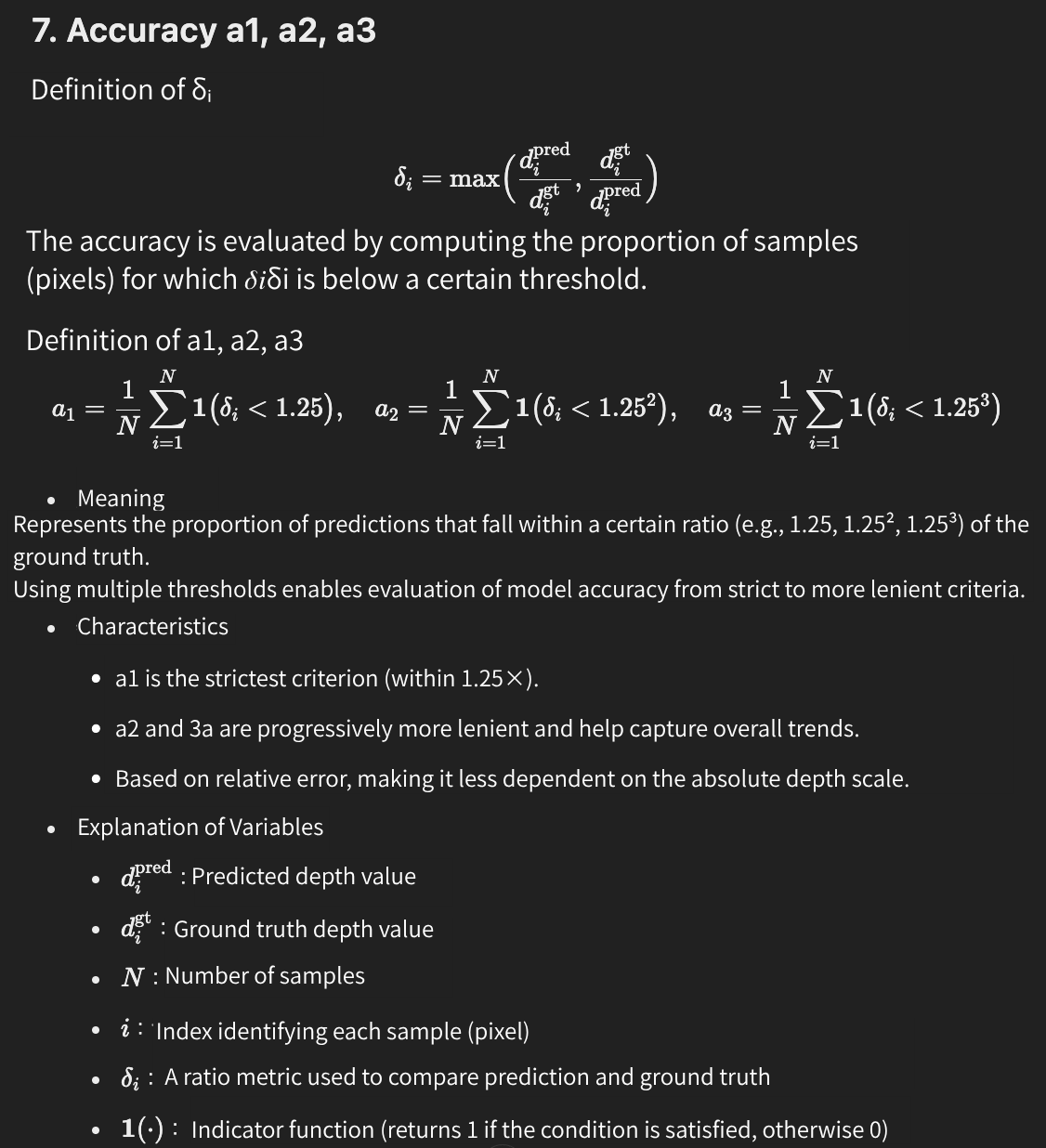 7. Accuracy a1, a2, a3 images