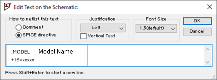 Open "SPICE Directive(.)" on the LTspice toolbar → Edit Text on the Schematic and paste the part after .Model.