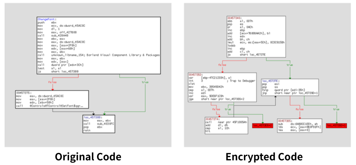 Image of the complex code encrypted using Wibu-Systems' proprietary technology, BLURRY BOX
