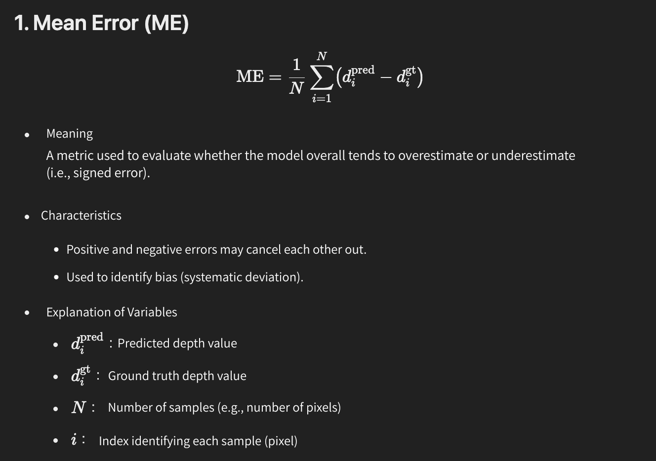 1. Mean Error (ME)