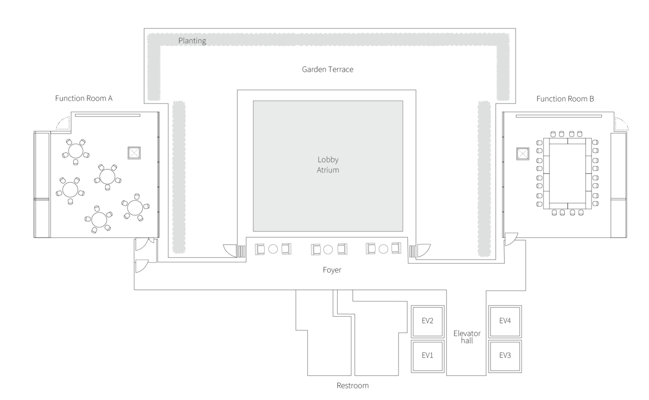 2階ファンクションルームA・B レイアウト例