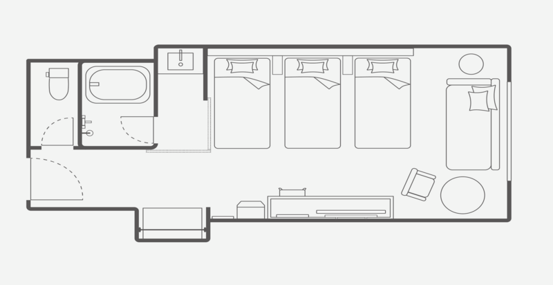 3 Single Beds, Deluxe layout example