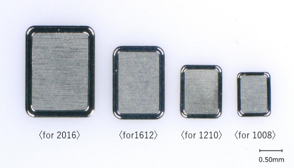 AuSn solder (window type) from left for 2016, 1612, 1210, and 1008