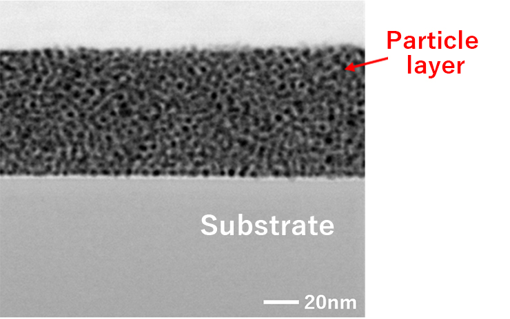 Cross-sectional image of film-formed particles