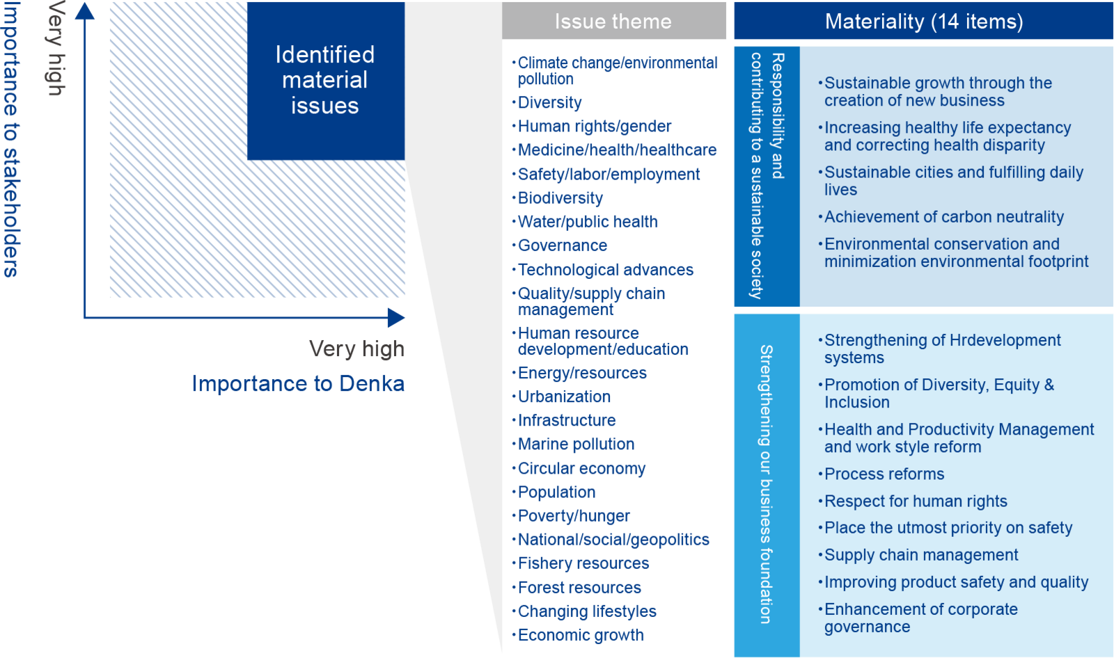 Materiality Analysis Map of the Denka Group