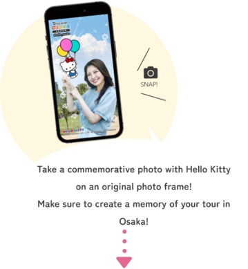 Take a commemorative photo with Hello Kitty in an original photo frame! Create a memorable memory of your Osaka trip!