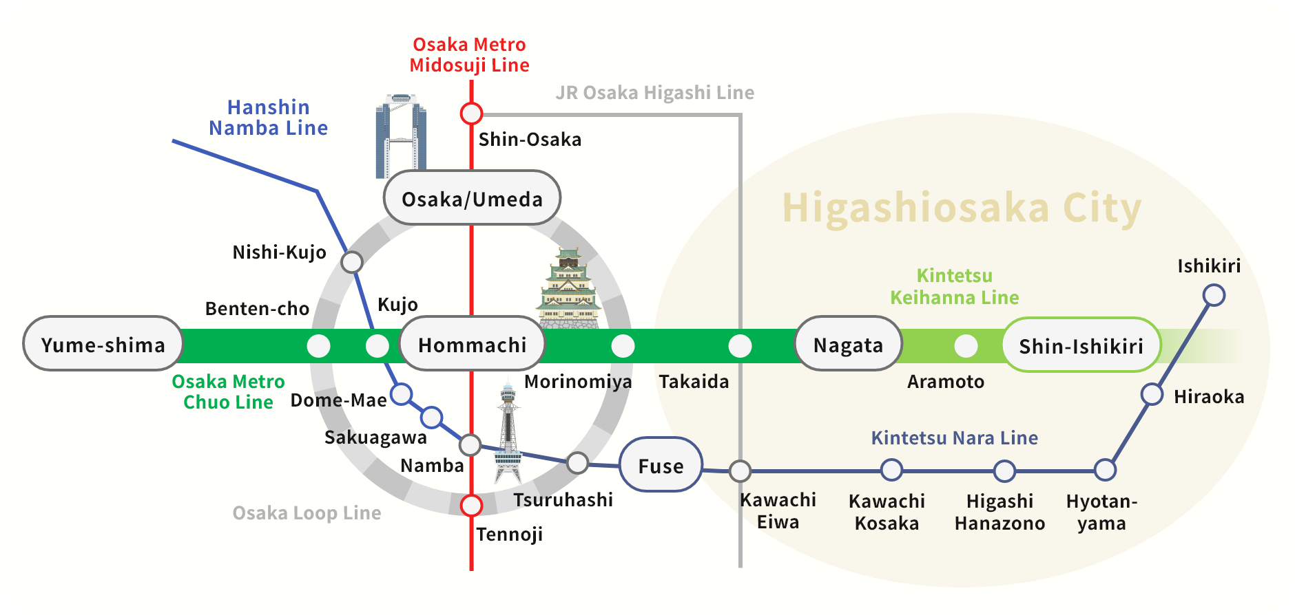 Higashiosaka City Area Map