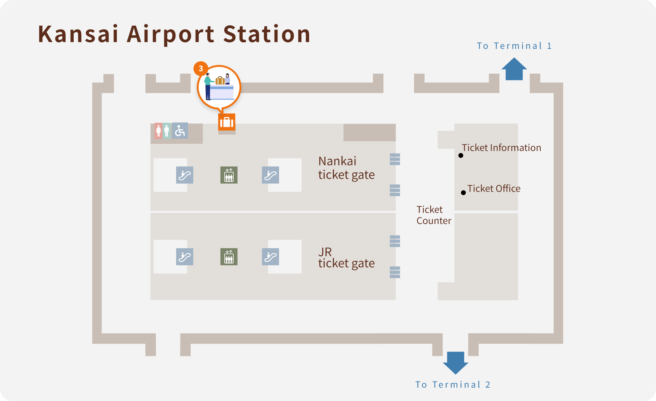 Plan de la station 2 de l'aéroport du Kansai