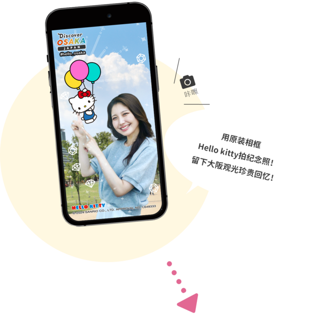 与Hello Kitty在精美相框中合影留念！为您的大阪之旅留下难忘的回忆！